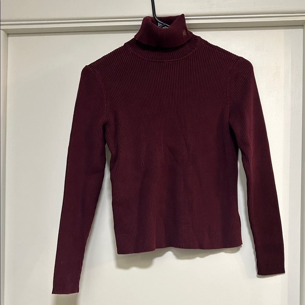 Lauren Ralph Lauren Ribbed Turtleneck Sweater - Burgundy